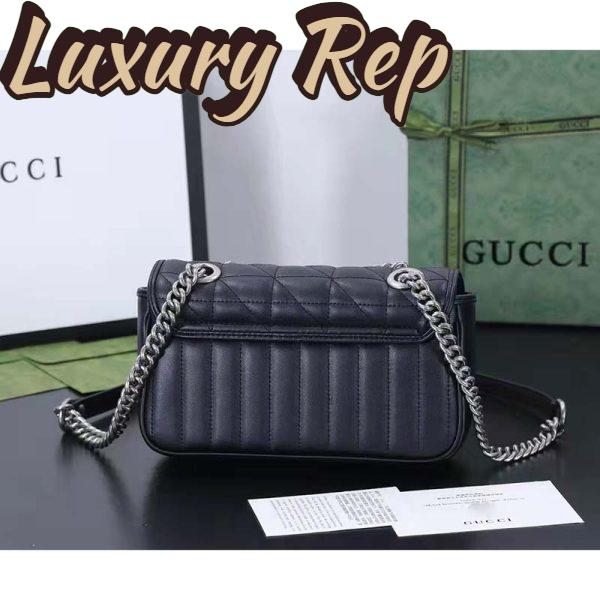 Replica Gucci Women GG Marmont Small Shoulder Bag Black Matelassé Double G 4