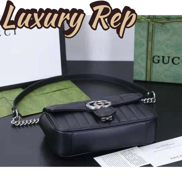 Replica Gucci Women GG Marmont Small Shoulder Bag Black Matelassé Double G 5