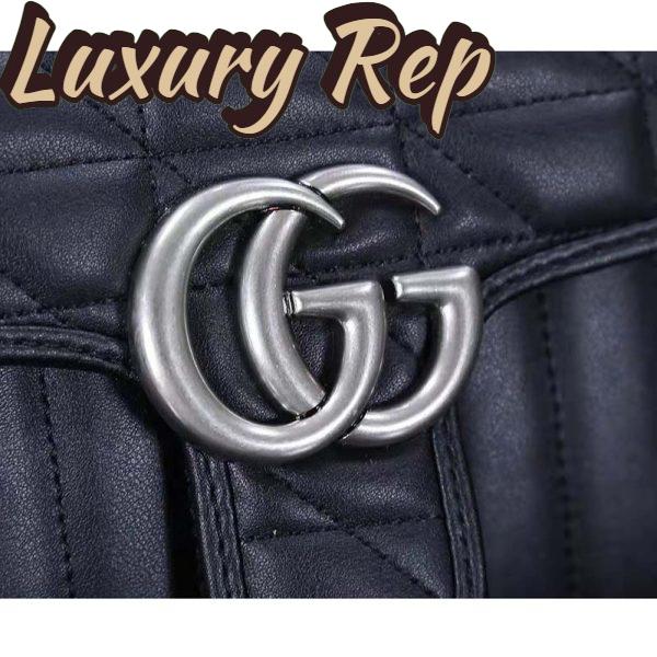 Replica Gucci Women GG Marmont Small Shoulder Bag Black Matelassé Double G 8