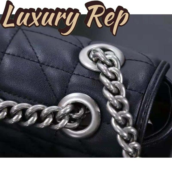 Replica Gucci Women GG Marmont Small Shoulder Bag Black Matelassé Double G 9