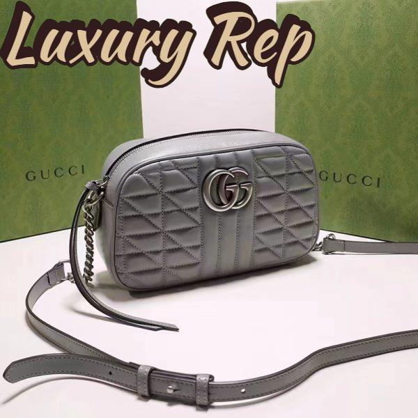 Replica Gucci Women GG Marmont Small Shoulder Bag Grey Matelassé 3