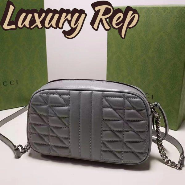 Replica Gucci Women GG Marmont Small Shoulder Bag Grey Matelassé 5
