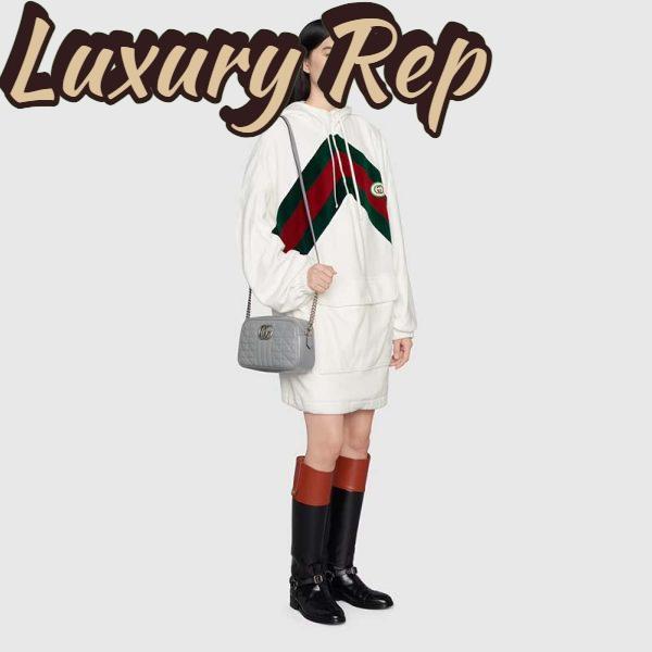 Replica Gucci Women GG Marmont Small Shoulder Bag Grey Matelassé 12