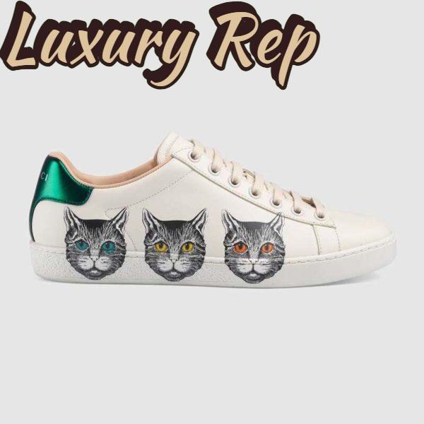 Replica Gucci Women’s Ace Sneaker with Mystic Cat Crafted in White Leather