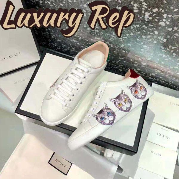 Replica Gucci Women’s Ace Sneaker with Mystic Cat Crafted in White Leather 3