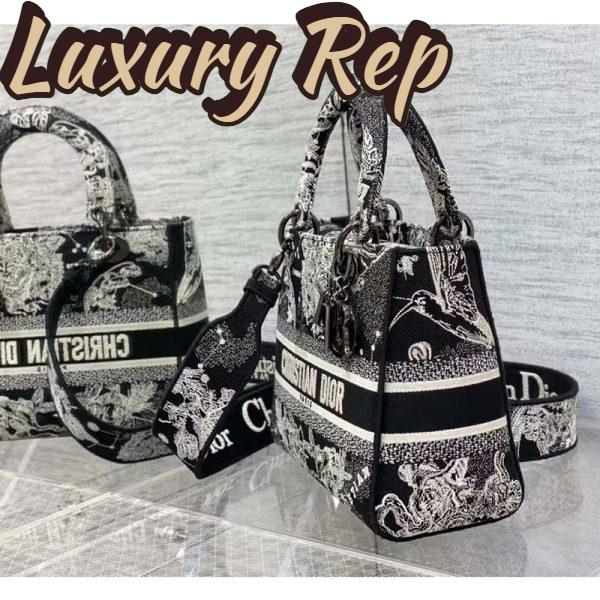 Replica Dior Women CD Medium Lady D-Lite Bag Black Toile De Jouy Zodiac Embroidery 6
