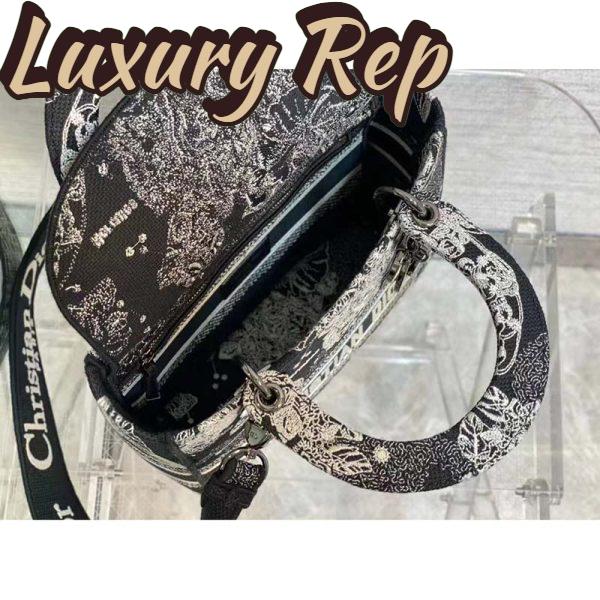 Replica Dior Women CD Medium Lady D-Lite Bag Black Toile De Jouy Zodiac Embroidery 8