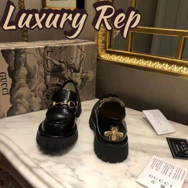 Replica Gucci Men Leather Lug Sole Horsebit Loafer in Black Leather 4.6 cm Heel 6