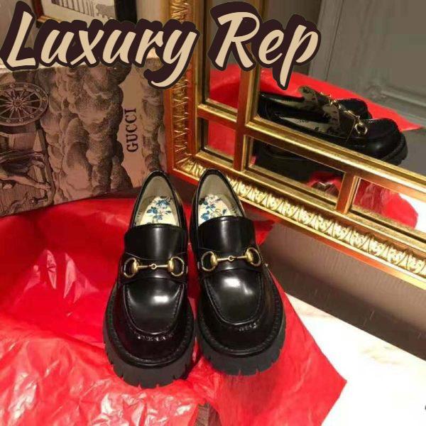 Replica Gucci Men Leather Lug Sole Horsebit Loafer in Black Leather 4.6 cm Heel 8