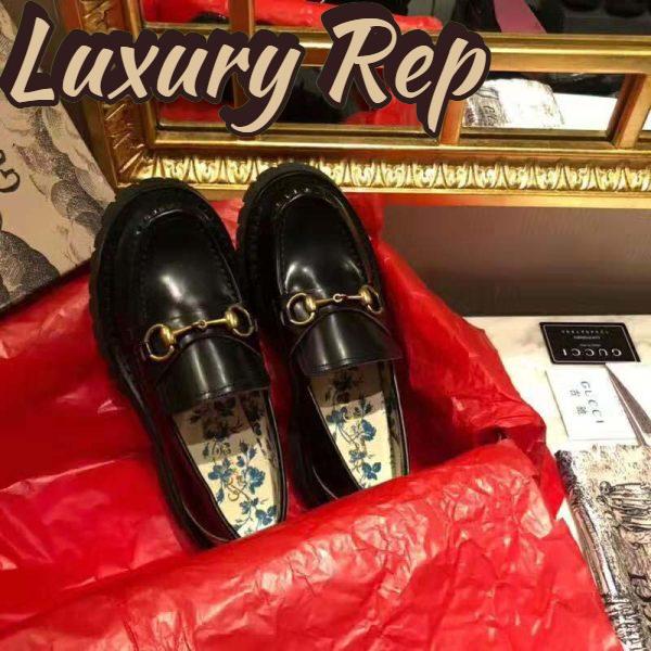 Replica Gucci Men Leather Lug Sole Horsebit Loafer in Black Leather 4.6 cm Heel 9