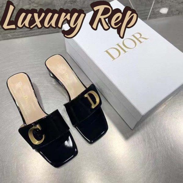 Replica Dior Women CD C’est Dior Slide Black Patent Calfskin Metal C D Initials 5