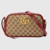 Replica Gucci Women GG Marmont Small Shoulder Bag Peach Matelassé Round Leather 15