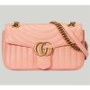 Replica Gucci Women GG Marmont Small Shoulder Bag Peach Matelassé Round Leather 14