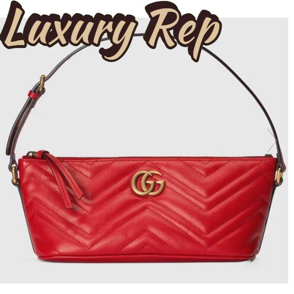 Replica Gucci Women GG Marmont Small Shoulder Bag Red Matelassé Chevron Leather 2