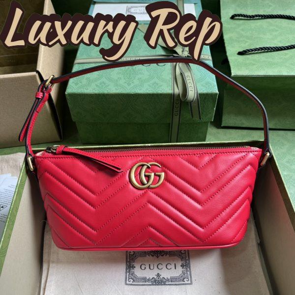 Replica Gucci Women GG Marmont Small Shoulder Bag Red Matelassé Chevron Leather 3