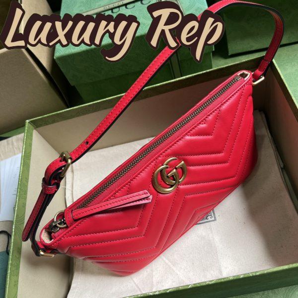 Replica Gucci Women GG Marmont Small Shoulder Bag Red Matelassé Chevron Leather 4