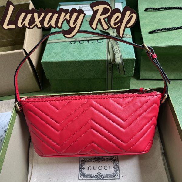 Replica Gucci Women GG Marmont Small Shoulder Bag Red Matelassé Chevron Leather 6
