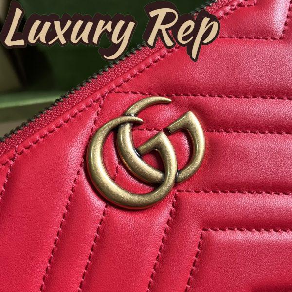Replica Gucci Women GG Marmont Small Shoulder Bag Red Matelassé Chevron Leather 8