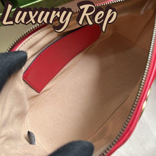 Replica Gucci Women GG Marmont Small Shoulder Bag Red Matelassé Chevron Leather 10