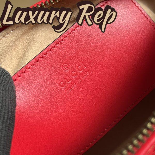 Replica Gucci Women GG Marmont Small Shoulder Bag Red Matelassé Chevron Leather 11