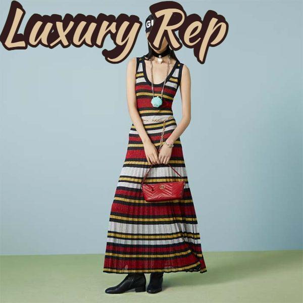 Replica Gucci Women GG Marmont Small Shoulder Bag Red Matelassé Chevron Leather 12