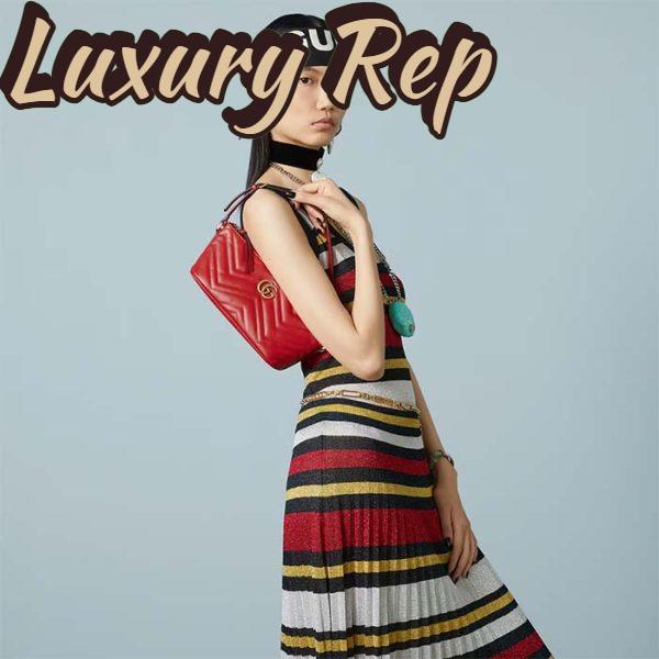 Replica Gucci Women GG Marmont Small Shoulder Bag Red Matelassé Chevron Leather 13