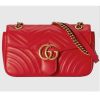Replica Gucci Women GG Marmont Small Shoulder Bag Red Matelassé Chevron Leather 14