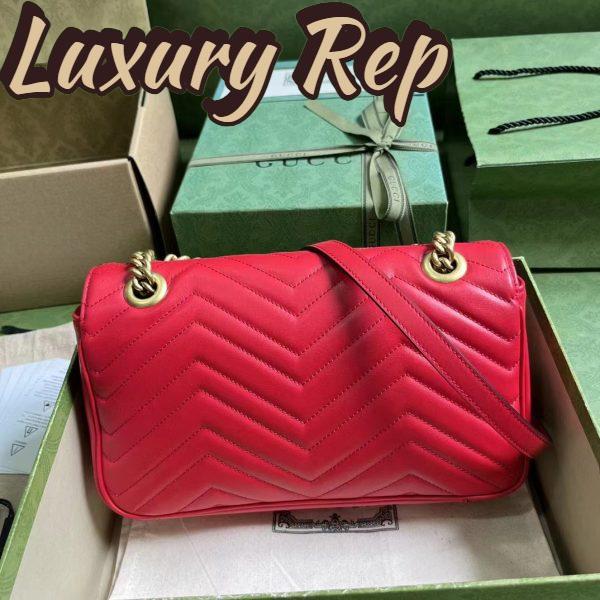 Replica Gucci Women GG Marmont Small Shoulder Bag Red Matelassé Chevron Leather Double G 4
