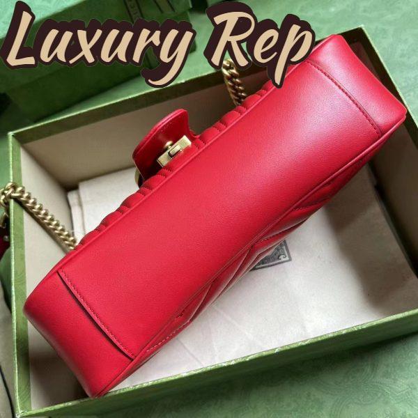 Replica Gucci Women GG Marmont Small Shoulder Bag Red Matelassé Chevron Leather Double G 5