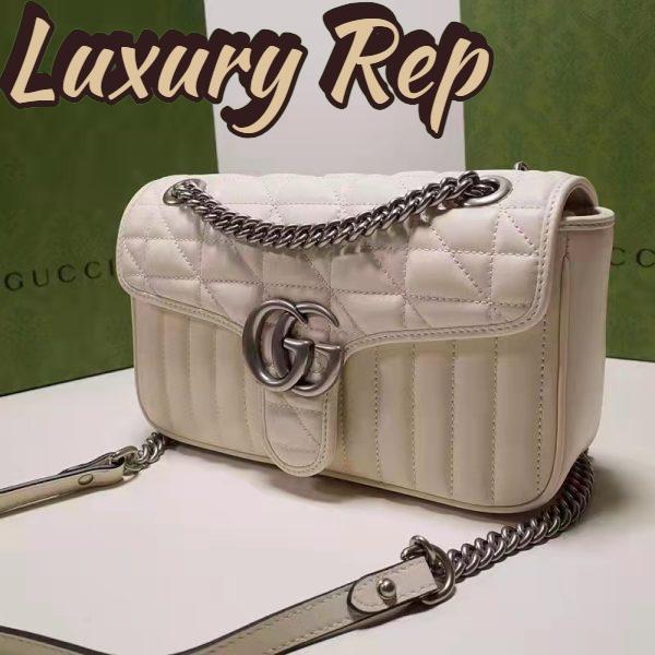 Replica Gucci Women GG Marmont Small Shoulder Bag White Matelassé Leather Double G 4