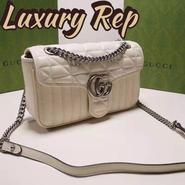 Replica Gucci Women GG Marmont Small Shoulder Bag White Matelassé Leather Double G 5