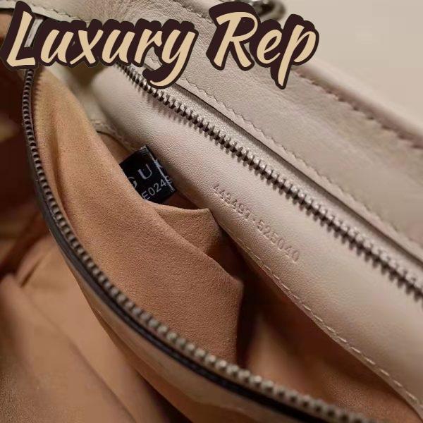 Replica Gucci Women GG Marmont Small Shoulder Bag White Matelassé Leather Double G 11