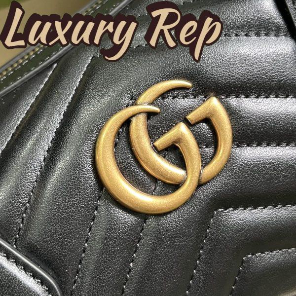Replica Gucci Women GG Marmont Small Top Handle Bag Black Matelassé Chevron Leather 7