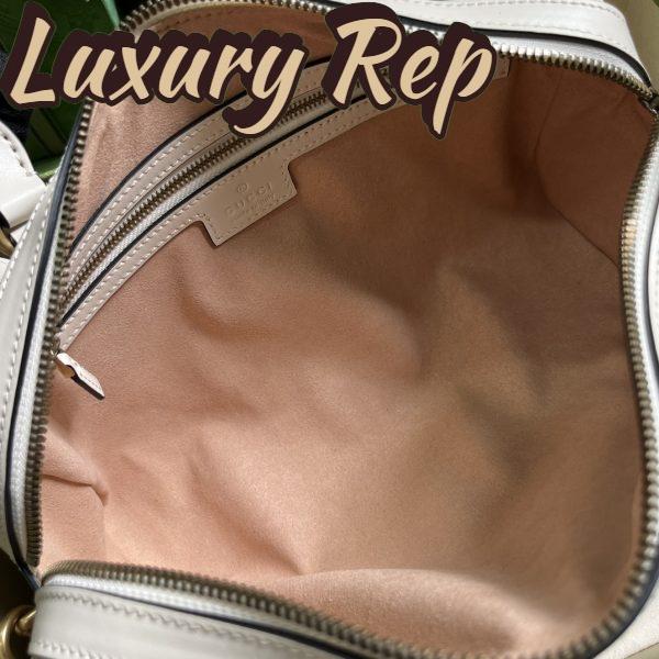Replica Gucci Women GG Marmont Small Top Handle Bag White Matelassé Chevron Leather 11