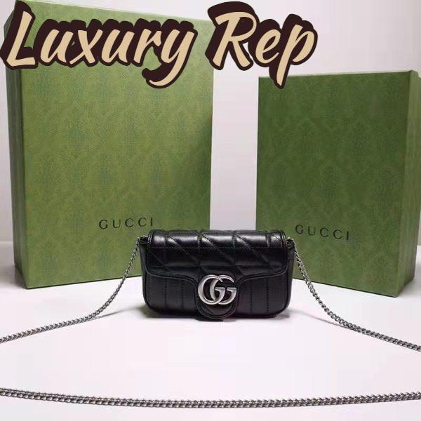 Replica Gucci Women GG Marmont Super Mini Bag Black Double G Matelassé 3