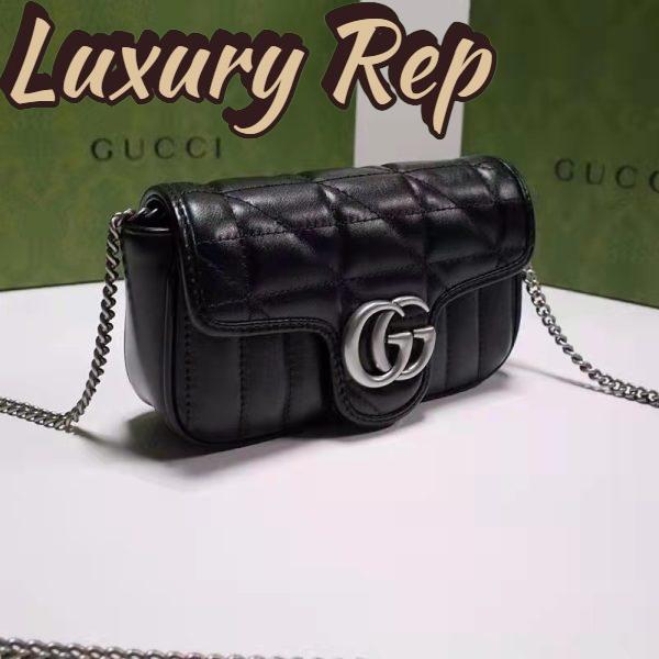 Replica Gucci Women GG Marmont Super Mini Bag Black Double G Matelassé 4