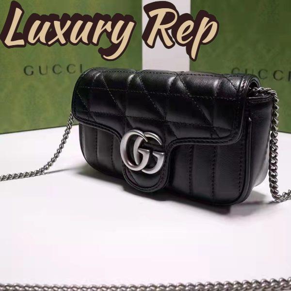 Replica Gucci Women GG Marmont Super Mini Bag Black Double G Matelassé 5