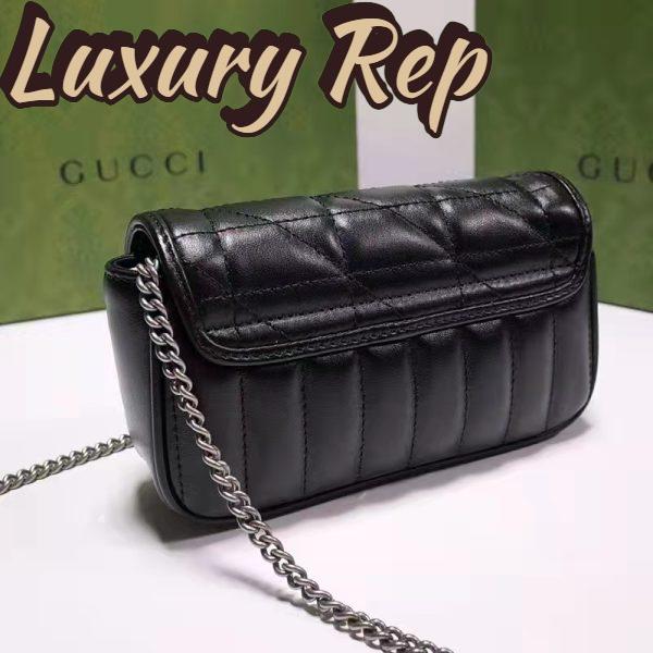 Replica Gucci Women GG Marmont Super Mini Bag Black Double G Matelassé 6
