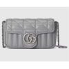 Replica Gucci Women GG Marmont Super Mini Bag Grey Double G Matelassé