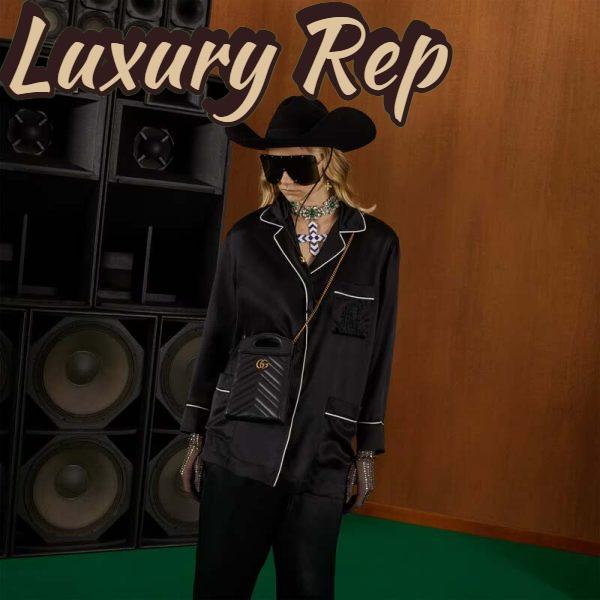 Replica Gucci Women GG Marmont Top Handle Mini Bag Black Matelassé Chevron Leather 12