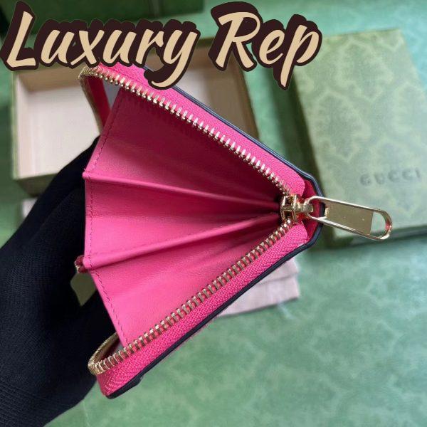 Replica Gucci Women GG Marmont Zip Around Wallet Pink Matelassé Leather Double G 7