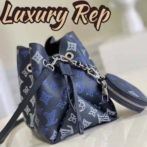Replica Louis Vuitton LV Unisex Bella Bag Navy Blue Mahina Calfskin 5