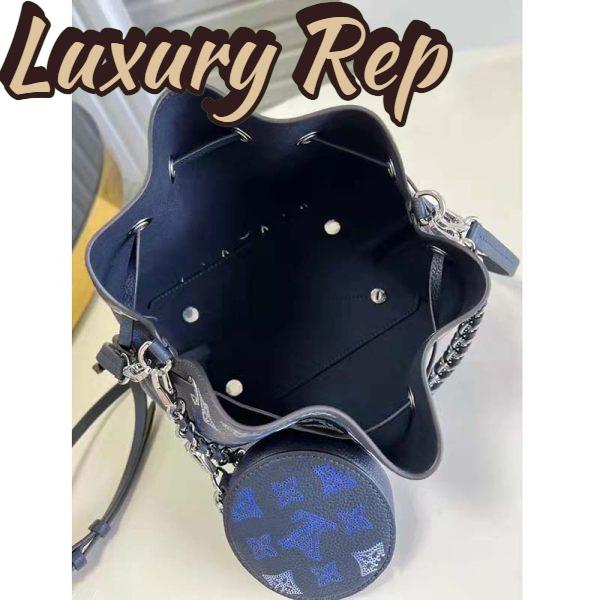 Replica Louis Vuitton LV Unisex Bella Bag Navy Blue Mahina Calfskin 8