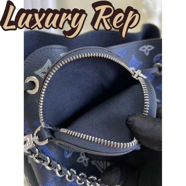 Replica Louis Vuitton LV Unisex Bella Bag Navy Blue Mahina Calfskin 9