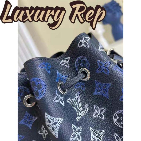 Replica Louis Vuitton LV Unisex Bella Bag Navy Blue Mahina Calfskin 10