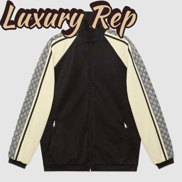 Replica Gucci Men Oversize Technical Jersey Jacket in GG Printed Nylon-Black
