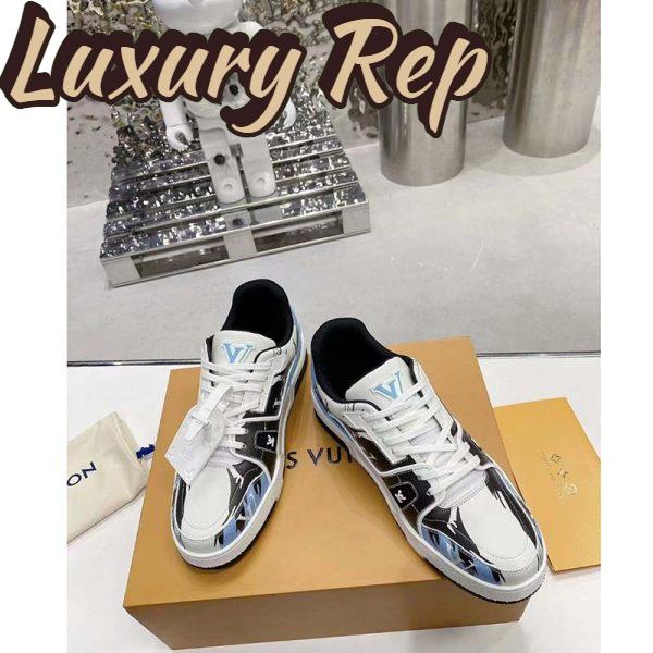 Replica Louis Vuitton Unisex LV Trainer Sneaker Black Printed Calf Leather Rubber Monogram Flowers 6