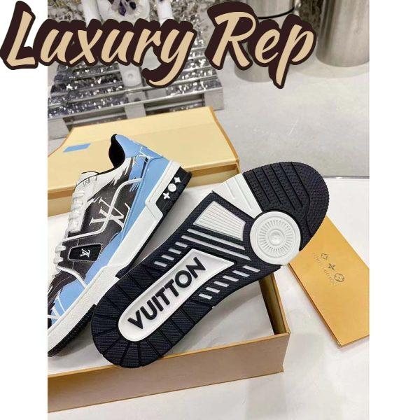Replica Louis Vuitton Unisex LV Trainer Sneaker Black Printed Calf Leather Rubber Monogram Flowers 8