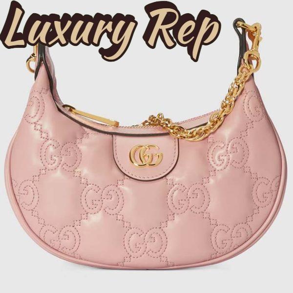 Replica Gucci Women GG Matelassé Mini Bag Light Pink GG Matelassé Leather Double G