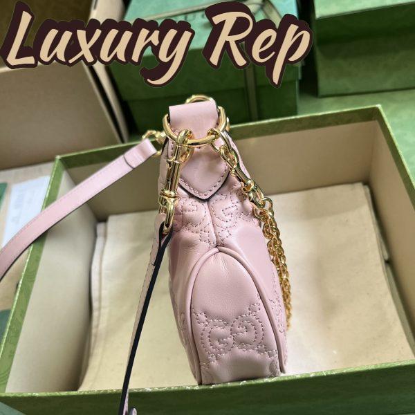 Replica Gucci Women GG Matelassé Mini Bag Light Pink GG Matelassé Leather Double G 6